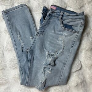 BAMBOO Light Blue Distressed Skinny Jeans
